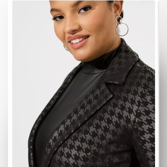 Torrid Studio Luxe Ponte Blazer Jacket 2X (18/20) Black Houndstooth NWT - Picture 9 of 10